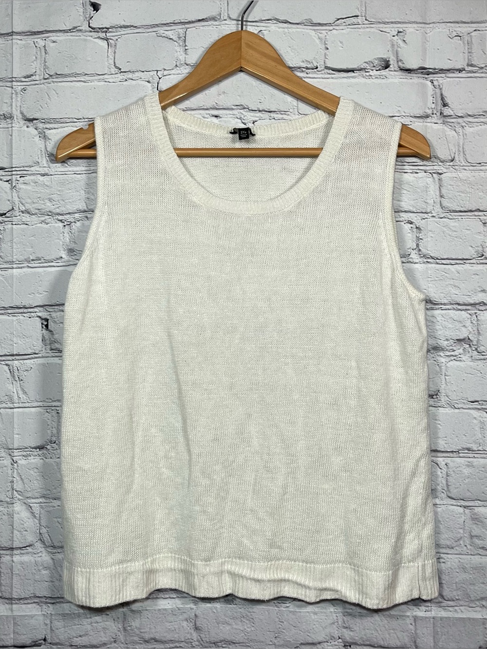 Talbots Linen Sleeveless Sweater Womens Size 2X Petite Ivory Lightweight